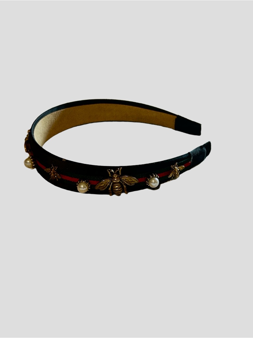 Black Embellished Bee Headband with Pearl Accents - Picture 4 of 5